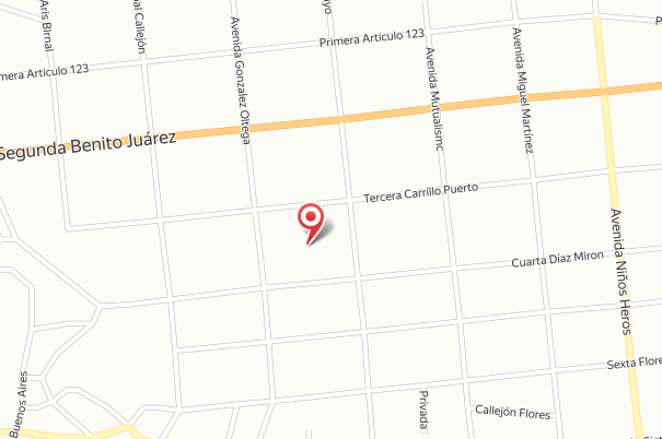 Mapa de la Zona Centro de Tijuana, cerca del Parque Teniente Guerrero